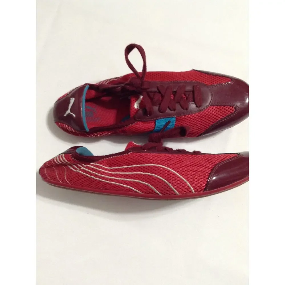 Puma Karly Womens Size 10 Red Burgundy Mesh Patent Leather Low Profile Sneakers